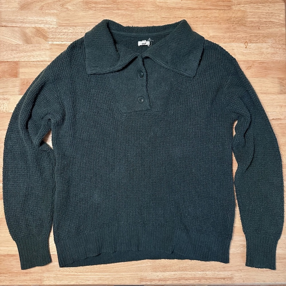 Aerie Forest Green Women's Collared Neck Sweater
